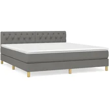 vidaXL Boxspringbett mit Matratze Dunkelgrau 160x200 cm Stoff
