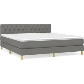 vidaXL Boxspringbett mit Matratze Dunkelgrau 160x200 cm Stoff