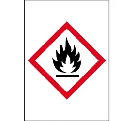 Aufkleber I Gefahrensymbol Flamme GHS 02, Folie, selbstklebend, 26x37mm, 10/Bogen, GHS-Verordnung