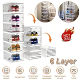 6er Schuhbox Sneakerbox Stapelbar Aufbewahrungsbox Schuhorganizer Regal Schuh