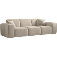 Fun Möbel Sofa Designersofa CELES Premium 3-Sitzer in Stoff Opera Velvet Beige,