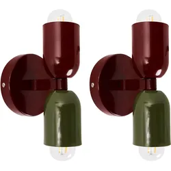 Wandlampe 2er Set TOPI Metall Rot/ Grün
