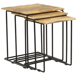 INTERIA Home & Living Beistelltisch CHENNAI 3er Set Tisch Wohnzimmer Altholz