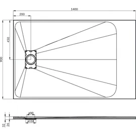bad land SET Duschwanne 90x140 Rechteck Schwarz + Walk-In Dusche 140x195 Transparentes Glas