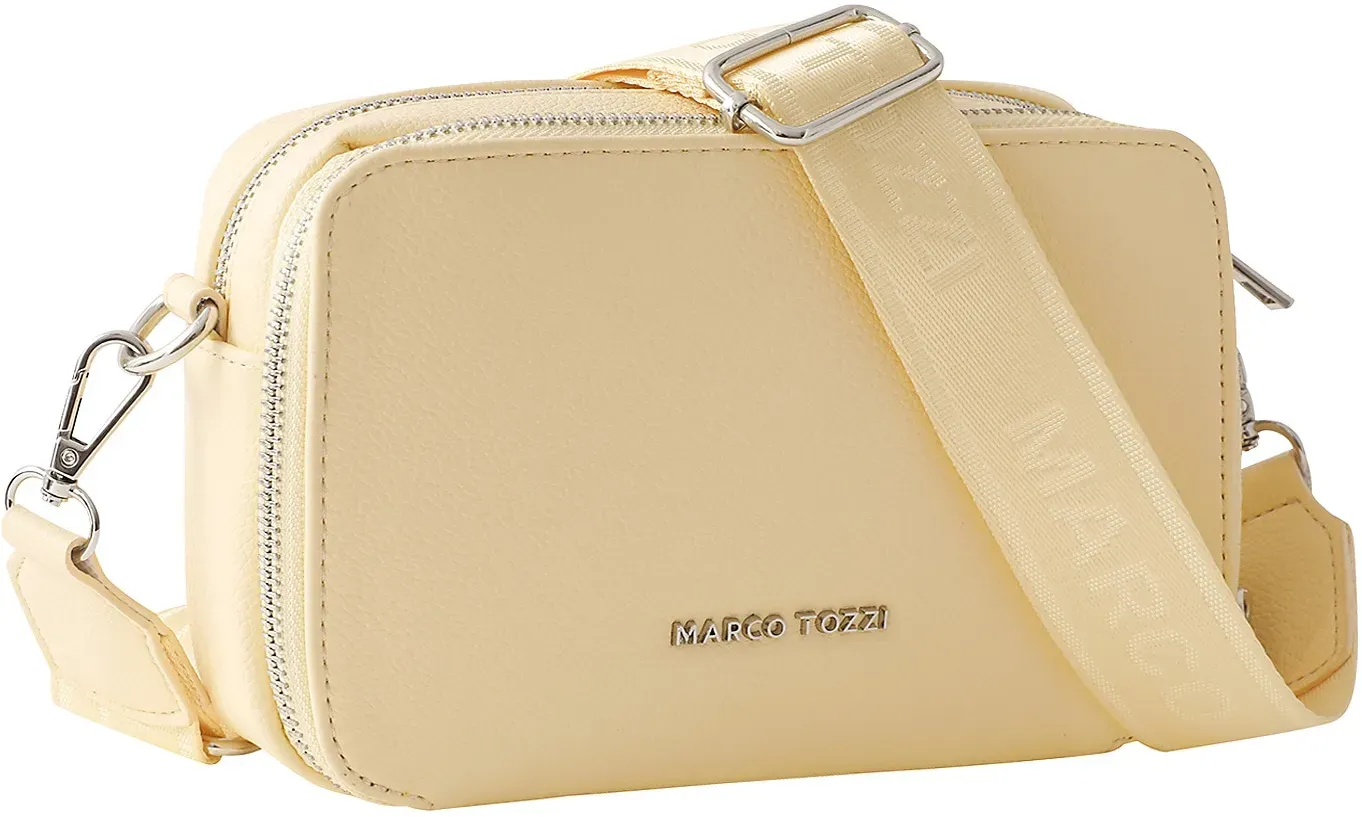 Umhängetasche MARCO TOZZI, Damen, Gr. B/H/T: 19cm x 12,5cm x 6cm, gelb, Lederimitat, unifarben, Taschen Umhängetasche, Damen Kamerabag, Schultertasche mit Kartensteckfächern