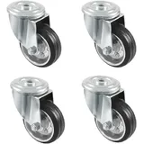 Amig - Set mit 4 Möbelrollen | Ø 80 mm | Drehbare Rollen ohne Montageplatte | Maximale Belastung 70 kg | Zum Bewegen schwerer Möbel | Rollenlager | Metallkern | Schwarzes Gummi