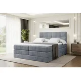 altdecor Boxspringbett mit Matratze und Topper, Polsterbett mit, Bettkasten, Bett mit Stauraum H3- und H4- Matratze, Doppelbett, Springboxbett - MARCE KING - Grau Samt