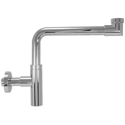 Design-Raumsparsifon DN 32 (1 1/4'') x Ø 32 mm - Messing verchromt - mit Rosette - Gewicht 1.120 g