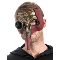 Chaks Steampunk Pest Maske Plague Doctor zum Kostüm | Bronze Bordeaux