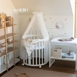 Waldin Babybett OWAL Kinderbett 7in1 mit Matratze, mitwachsendes Kinder-Bett