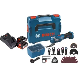 Bosch GOP 18V-34 Professional Akku Multi Cutter 18 V Starlock Plus + 2x Akku 3,0 Ah + Ladegerät + 17 tlg. Zubehör + L-Boxx