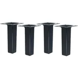 MS Beschläge 100mm Stilvolles 4er Set Möbelbeine Stützfüße Schwarz eckig Möbelfüße Sofafüße