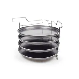 Michelino - 5-tlg. Xl Pizza Backset 5 tlg. mit 4 Pizzahalter Pizzablech Backblech Set