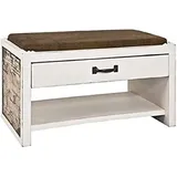 Haku-Möbel Schuhbank Vintage 72 x 42 x 38 cm gepolstert / braun-weiß