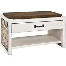 Haku-Möbel Schuhbank Vintage 72 x 42 x 38 cm gepolstert / braun-weiß