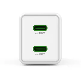 Hama Schnellladegerät GaN 2x USB-C PD 40 W Weiß