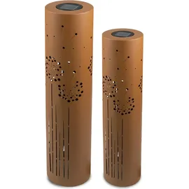 UNUS UNUS® Solarleuchte Garten, wetterfest, Außenbereich, 2er Set Pusteblume - Braun