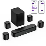 ULTIMEA 7.1ch Soundbar mit Dolby Atmos, TV Soundbar mit Subwoofer & 4 Surround-Lautsprechern, 3D Heimkino Surround Sound System, HDMI eARC, Bluetooth 5.3, App, Home Theater Soundsystem,Aura A60