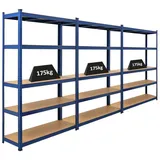 Proregal Schwerlastregal Ragnar, HxBxT 180x120x40cm, Fachlast 175kg, Blau, Garagenregal Werkstattregal Lagerregal Steckregal