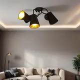 Licht-Erlebnisse Wandleuchte - Deckenleuchte Deckenlampe Schwarz Gold verstellbar 5-flammig E27 Stoff Schirme Retro Schlafzimmer Wohnzimmer Bunt