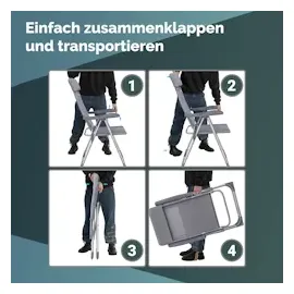CASARIA Gartenstuhl 4er-Set Grau meliert Alu klappbar