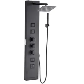 Vevor Duschpaneel-Turmsystem (4 in 1) mit Regenwasserfall-Duschkopf, (124 cm) Duschsäule aus gebürstetem Edelstahl, Regenmassagesystem zur Wandmontage, mit Handbrause & 4 kleiner Massagedüsen