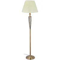Relaxdays Stehlampe antik, Stoffschirm, dekorativer Metallfuß, E27, Standleuchte Wohnzimmer,