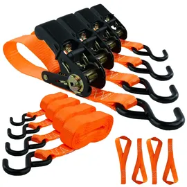 MCS Cargo Security Spanngurt Zurrgurt 4er Set mit Softgrip-Ratsche und S-Haken bis 800 kg 4,5 Meter von MCS Cargo Security, orange, 200022001