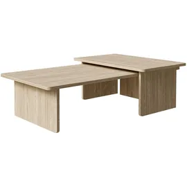 Selsey Couchtisch Wohnzimmertisch Set 2 Stück Beistelltisch Kaffeetisch Rechteckig Sofatisch 140x90 90x55 cm Eiche Geölt Usalo