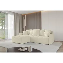 altdecor Ecksofa mit Schlaffunktion und Bettkasten LONLI-L 251x189x68 cm Beige - Corner Sofa Bett Eckcouch Couch L-Form Schlafcouch Ausziehbar Wohn... - milchig