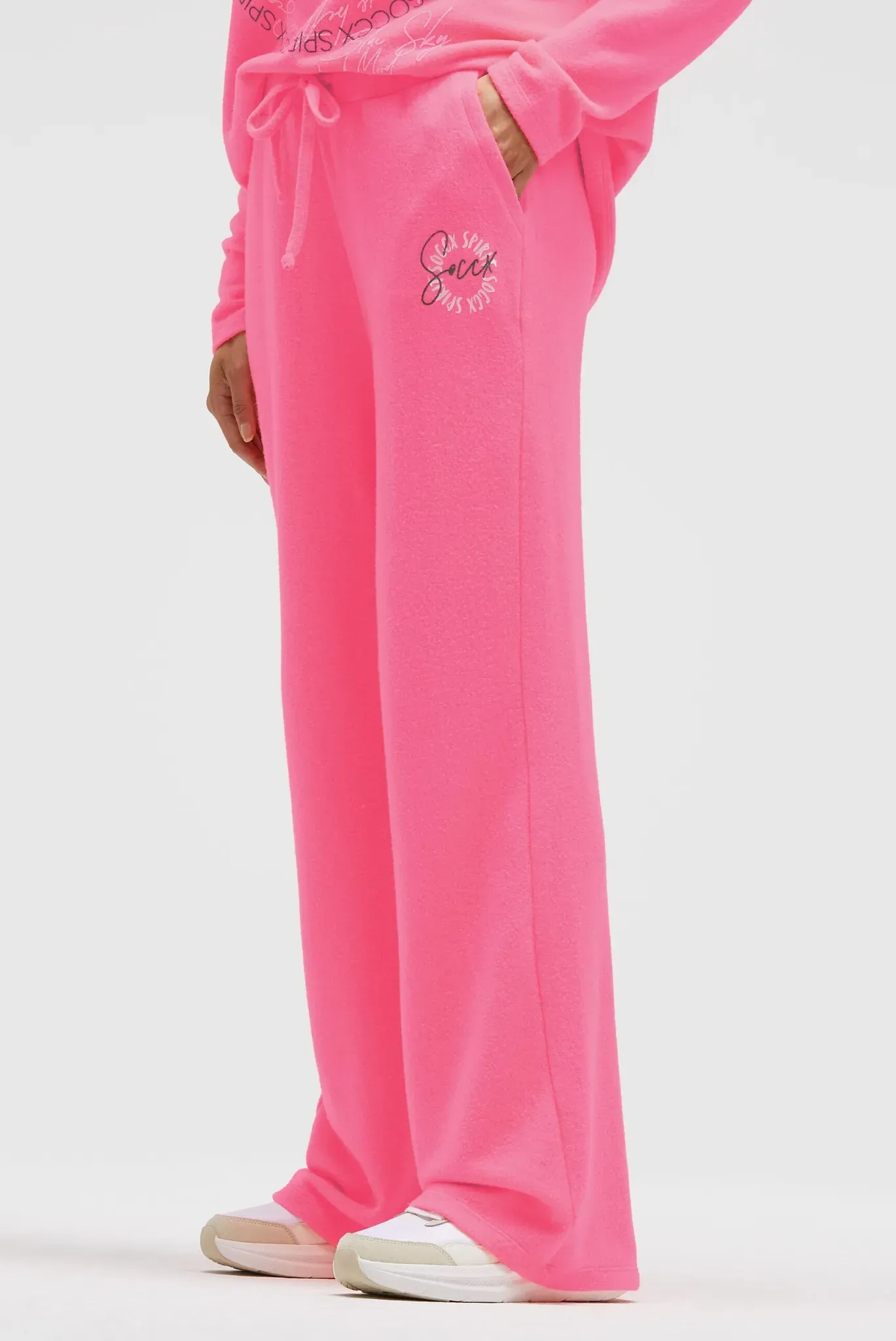 Strickhose SOCCX, Damen, Gr. L, Normalgrößen, pink, Strick, Material: 71% Polyester, 26% Viskose, 3% Elasthan, bedruckt, relaxed fit lang, Hosen, mit Elastikbund