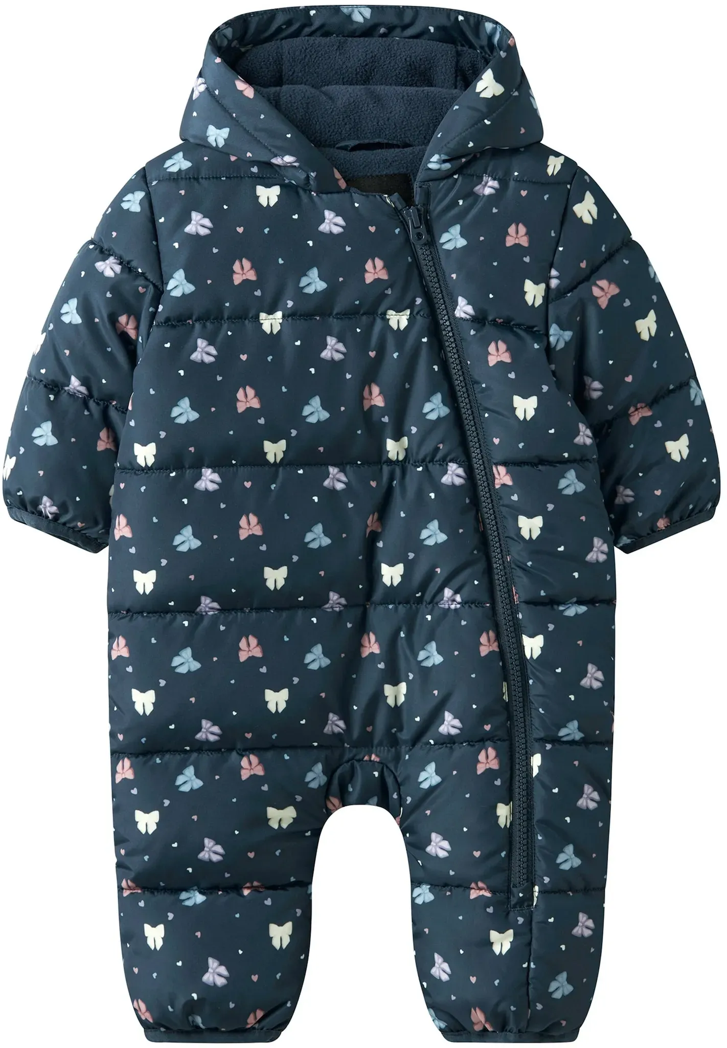 NAME IT Steppoverall mit Kapuze Schleifen, blau | mehrfarbig, 62
