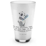 Mr. & Mrs. Panda Glas Panda Badminton - Transparent - Geschenk, Latte Macchiato, Dankeschö, Premium Glas, Einzigartige Designs