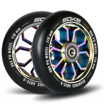 Soke Scooter Räder 1679, 5x12x12cm, Zwei Stück, Gold, Langlebig, für Kinder, Jugendliche, Erwachsene, Profis | Kickscooter Scooter Wheels Suitable for Razor/Cox/Albott and most Freestyle Scooters