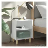 vidaXL Nachtschrank mit Massivholz-Beinen 40 x 30 x 50 cm Weiß