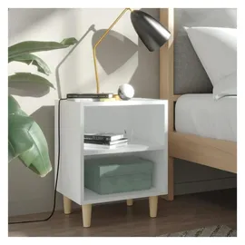 vidaXL Nachtschrank mit Massivholz-Beinen 40 x 30 x 50 cm Weiß