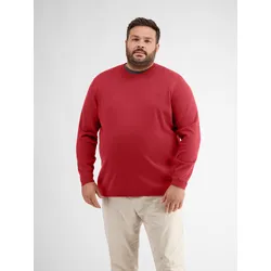 Strickpullover LERROS "LERROS Flachstrickpulloer mit Rundhalsausschnitt", Herren, Gr. 4XL, rot (ruby rot), 100% Baumwolle, sehr weit, Rundhals, Langarm, Pullover