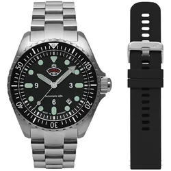 Ruhla 4960M5_set Herrenuhr Automatik Minentaucher mit schwarzem Wechselband