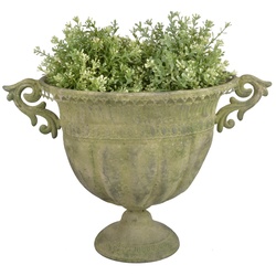 esschert design Übertopf Esschert Aged Metall Grün Vase oval 31 cm Pokal Kübel Amphore Umtopf Blumentopf