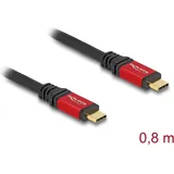 DeLock USB-C auf USB-C 0,8 m Schwarz/Rot