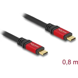 DeLock USB-C auf USB-C 0,8 m Schwarz/Rot
