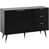 FineBuy Sideboard FineBuy Anrichte 120 cm Schwarz Eiche Dekor Kommode Standschrank