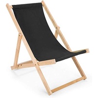 Holz Sonnenliege Strandliege Liegestuhl aus Holz Gartenliege 2 Stück (schwarz)