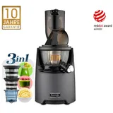 Kuvings EVO820 Signature Slow Juicer – Entsafter mit großem Einfüllschacht und 240W Motor für Obst, Gemüse, Smoothies und Sorbets (Matt Gun Metal)