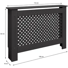 ECD Germany Heizkörperverkleidung Wabenmuster 112x19x82 cm Schwarz MDF