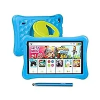 10.1”Kinder Tablet, 12GB (4+8 Expand) RAM 128GB ROM, Funtab Tablet Kinder Kindersicher KIDOZ APP& Google Play Vorinstalliert, Android 13 Tablet für Kinder mit Touchstift, Kindgerechter Hülle (Blau)