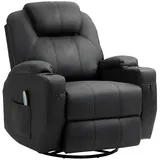 Homcom Relaxsessel mit Massagefunktion, Elektrisch Fernsehsessel mit Liegefunktion, Wippfunktion, Drehbar Massagesessel Schwarz Metall, 99x106x89 cm, Wohnzimmer, Sessel,