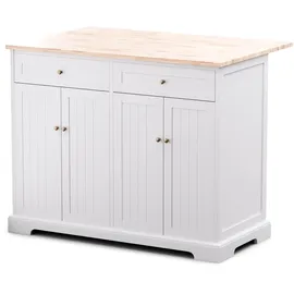 Blumfeldt Kücheninsel – Ausziehbare Arbeitsplatte, 2 Schubladen & 4 Türen, Vielseitiger Küchenwagen, Modernes Design, Robuste Konstruktion, Leicht zu Reinigen, 106,5x49,5x89 cm