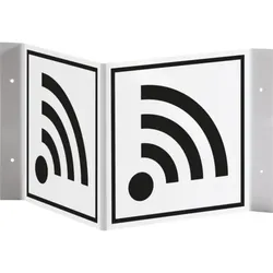 Schild I Tür-Nasenschild Piktogramm WLAN, Kunststoff, 150x150mm