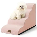 COZY KISS Hundetreppe für Kleine Hunde, Haustiertreppe für Couch aus Hochdichtem Schwamm, Hunde Treppe Hunderampe mit Waschbarem Bezug und Rutschfestem Boden (Rosa, 4 Stufen (40x72x50cm), 4)